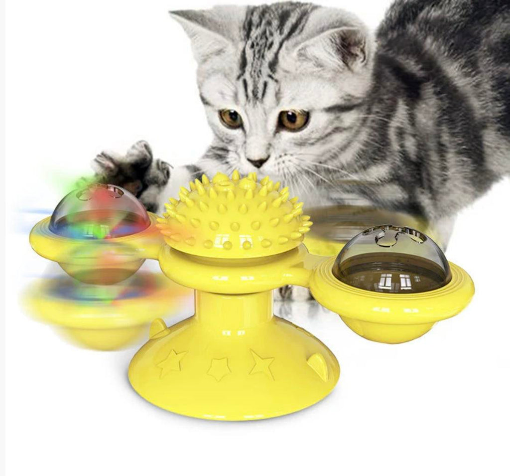 Windmill Cat Toy with LED Ball and Catnip