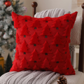 Red Plush Christmas Tree Pillow Covers, 18 x 18 Inch, Set of 2