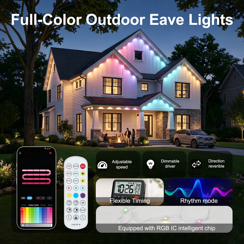 Permanent Outdoor Lights, 150ft RGB Eave Lights with App