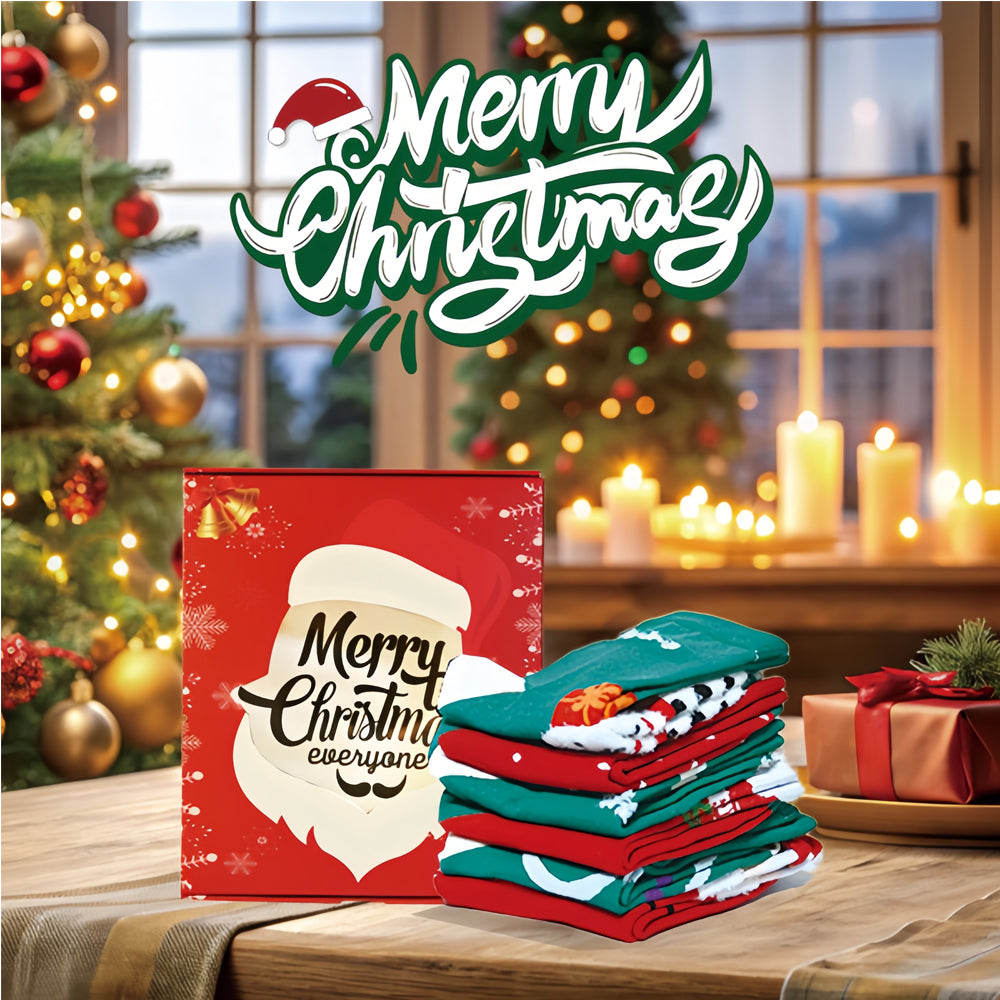 Christmas Socks Gift Box, 6 Pairs with Greeting Cards