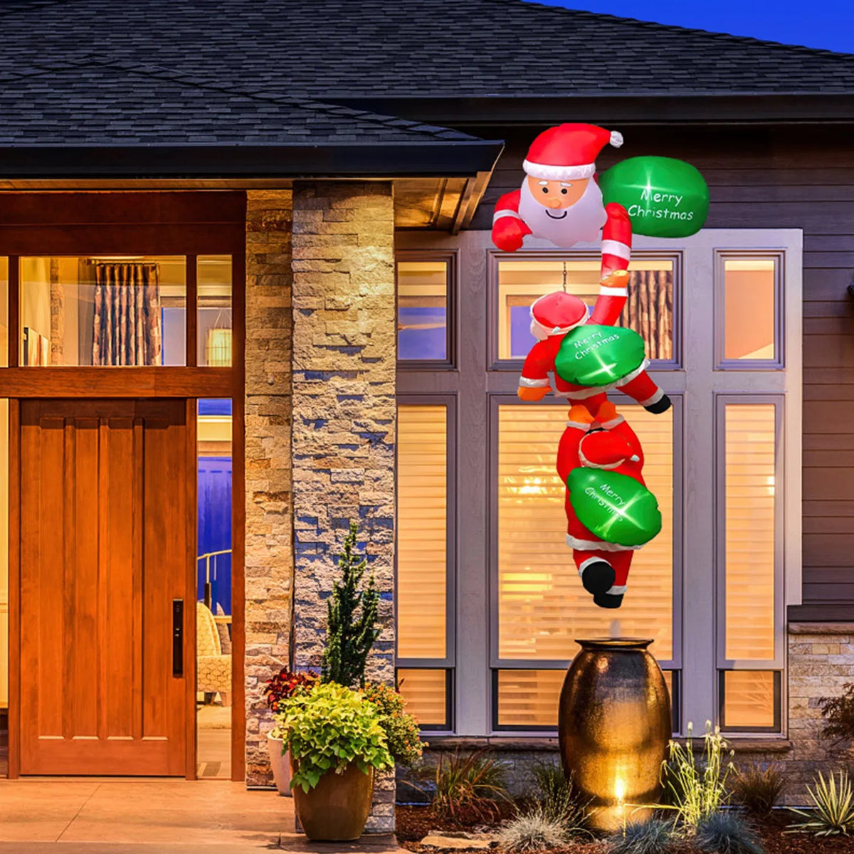 8 ft Inflatable Climbing Santa Window Decoration with LEDs