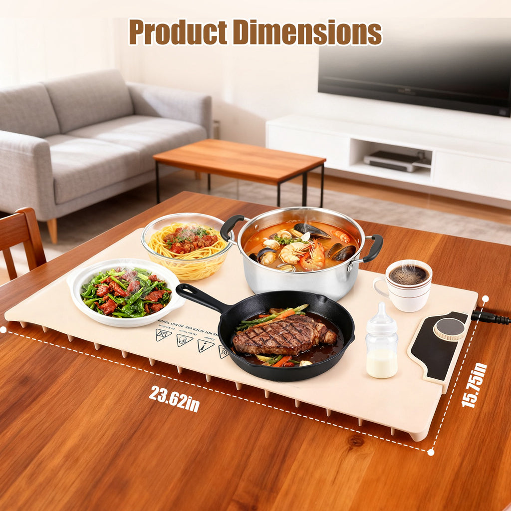 Food Warming Mat, 14 Temp Levels & 10-Hour Timer