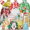 Christmas Drawstring Gift Bags, 34 Pack in 5 Sizes