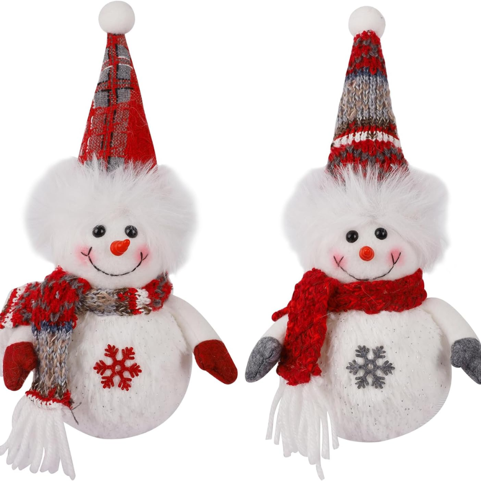 Light-Up Plush Snowmen Table Decorations, 10 Inch, 2 Pack