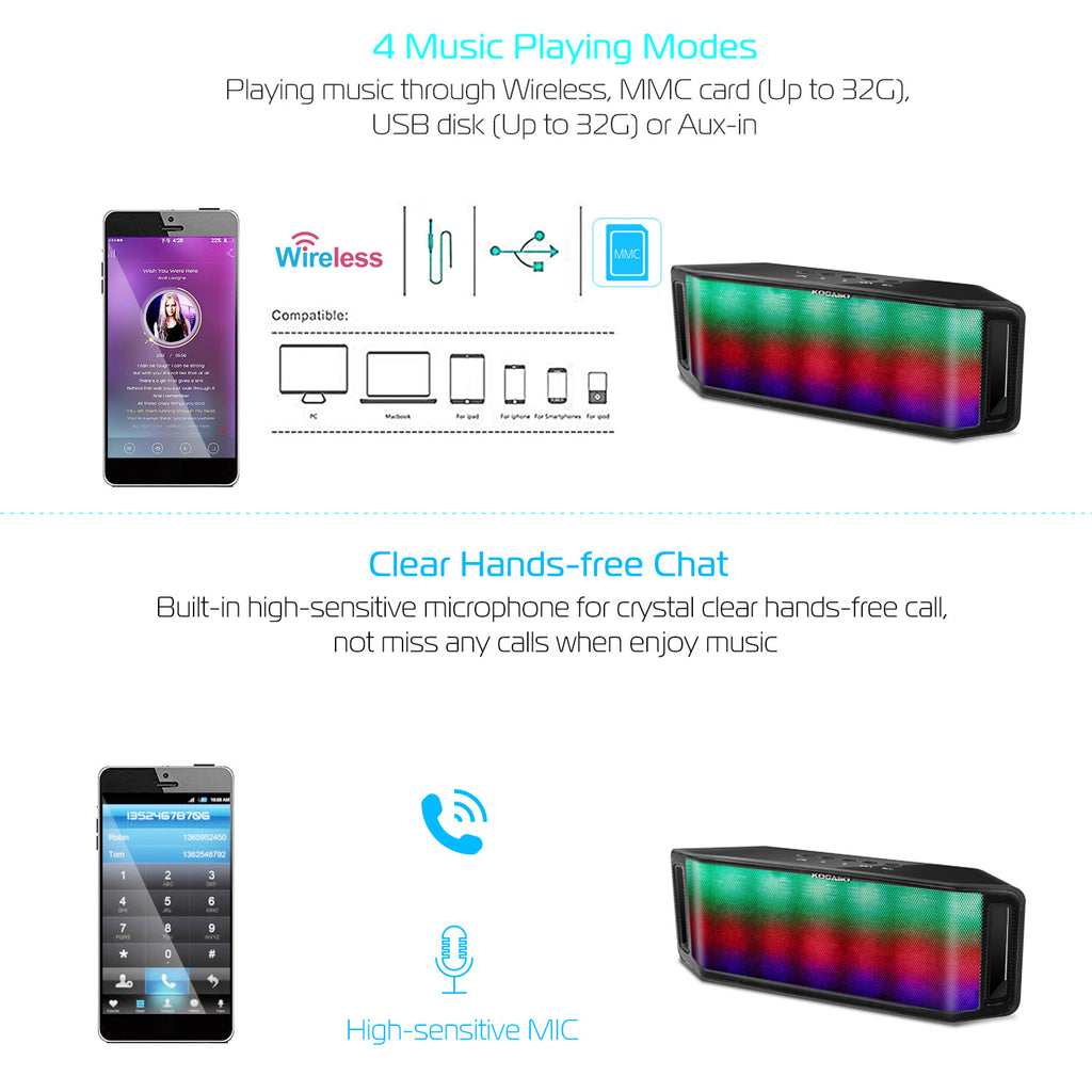 LED Multicolor Wireless Speaker, Hands-Free