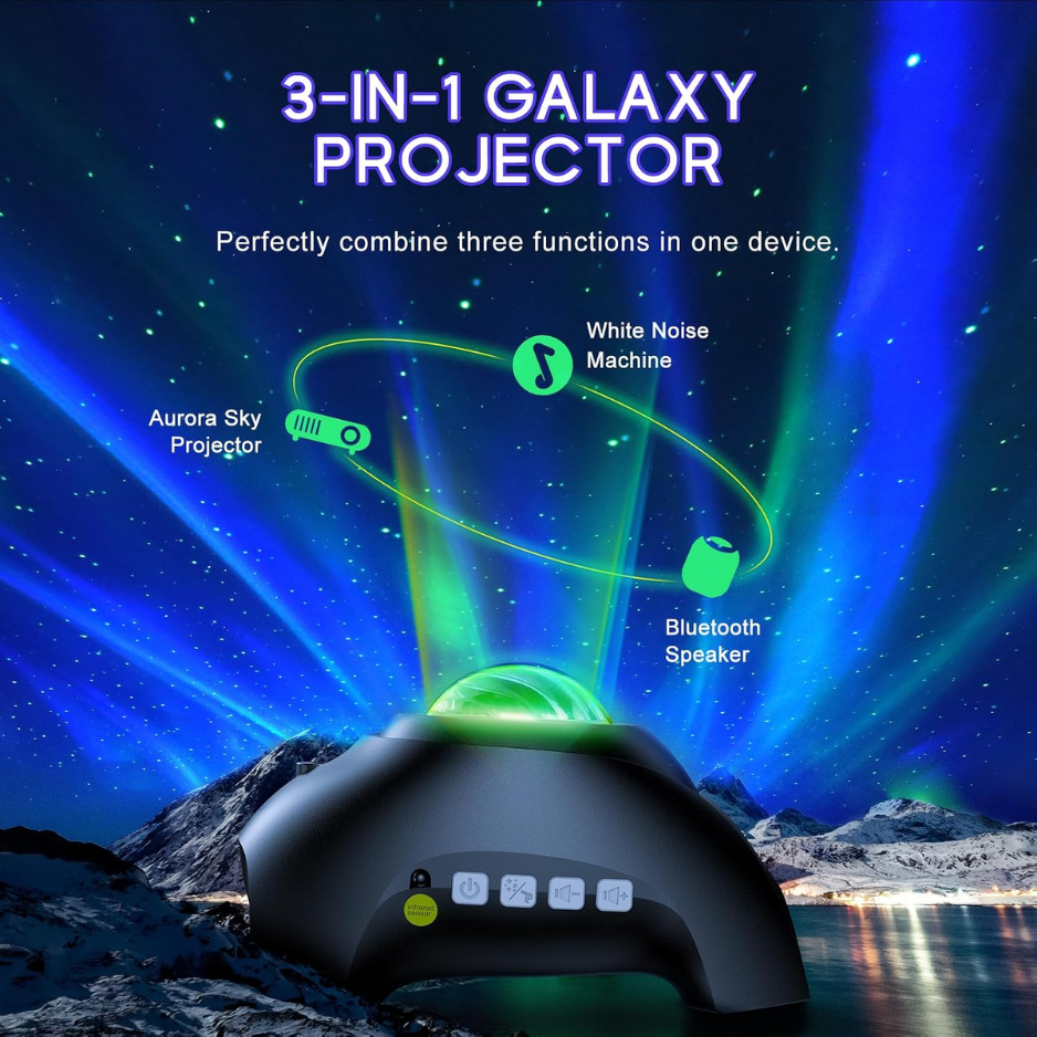 Aurora Galaxy Star Projector with Bluetooth Speaker and Remote