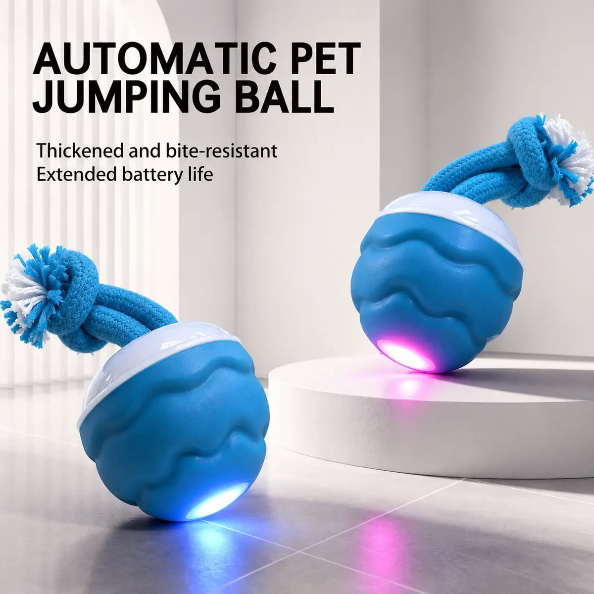 Automatic Rolling Dog Ball with Rope, 3 Modes