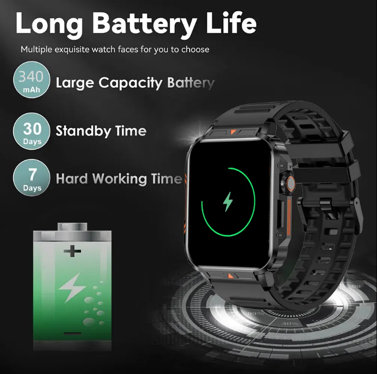Outdoor Sports Smartwatch, Big Screen Bluetooth Calling