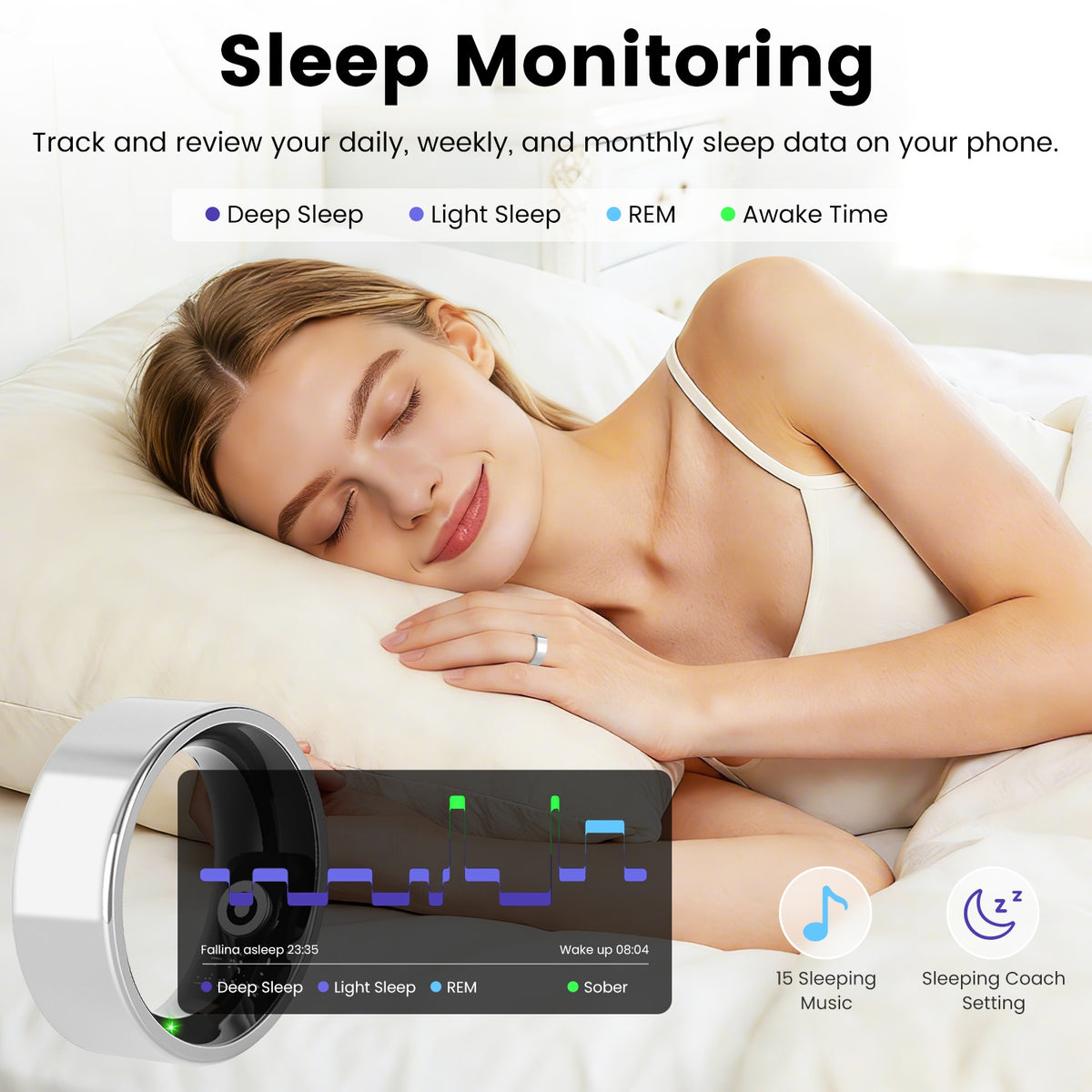 Smart Ring Health Tracker, Sleep & Heart Rate