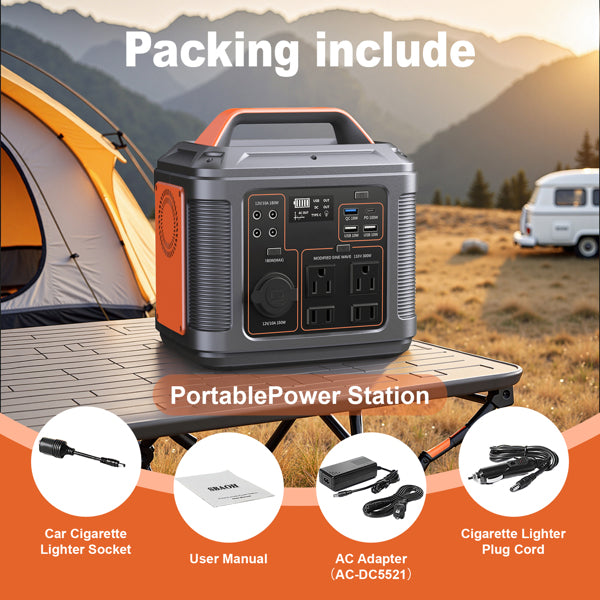 296Wh Portable Power Station with 300W AC Outlets, Solar Ready