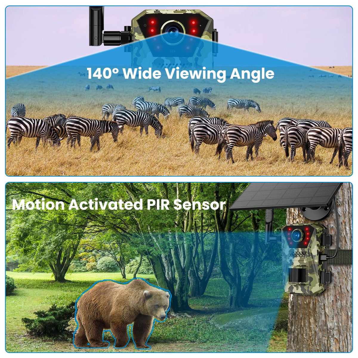 4G 4K Solar Trail Camera, Wildlife Outdoor