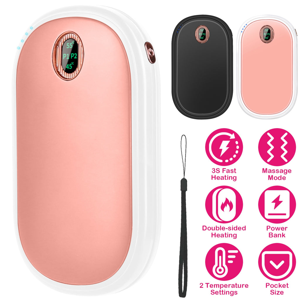 Rechargeable Hand Warmer and Power Bank, Double-Sided Heat