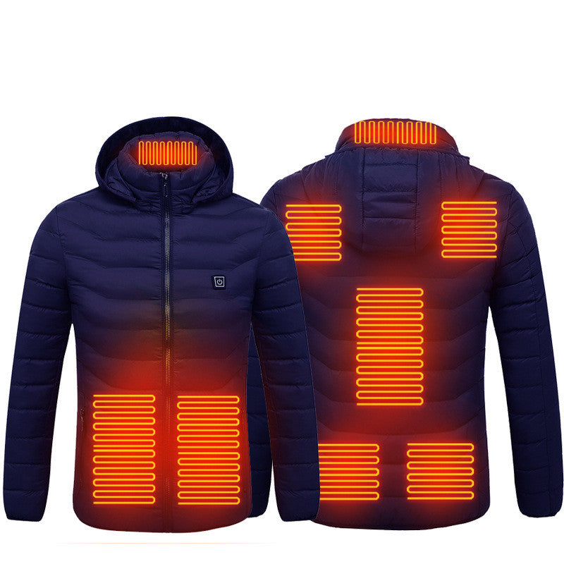 Men's Heated Puffer Jacket with Hood, USB Powered