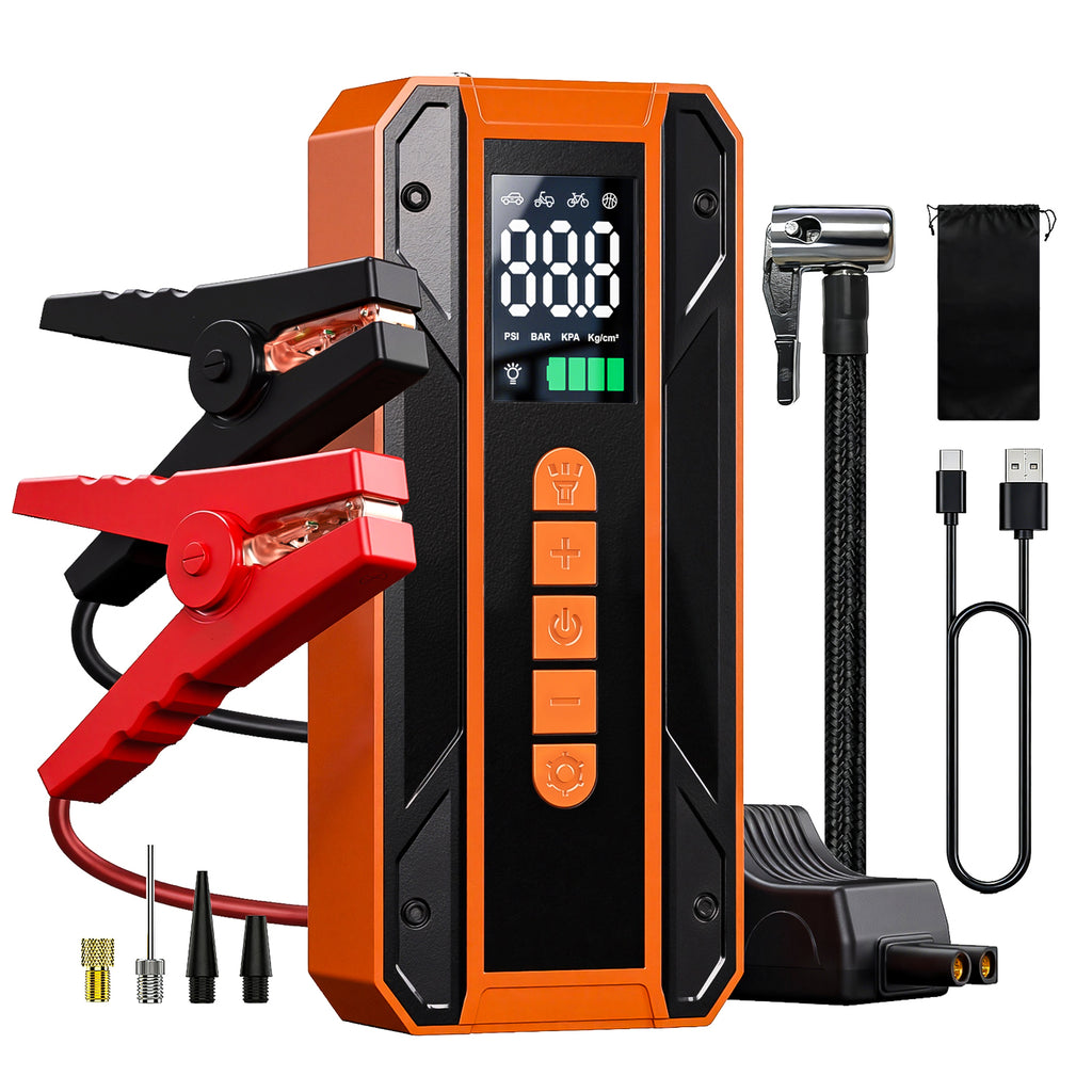 Portable Jump Starter with 150PSI Tire Inflator and Light