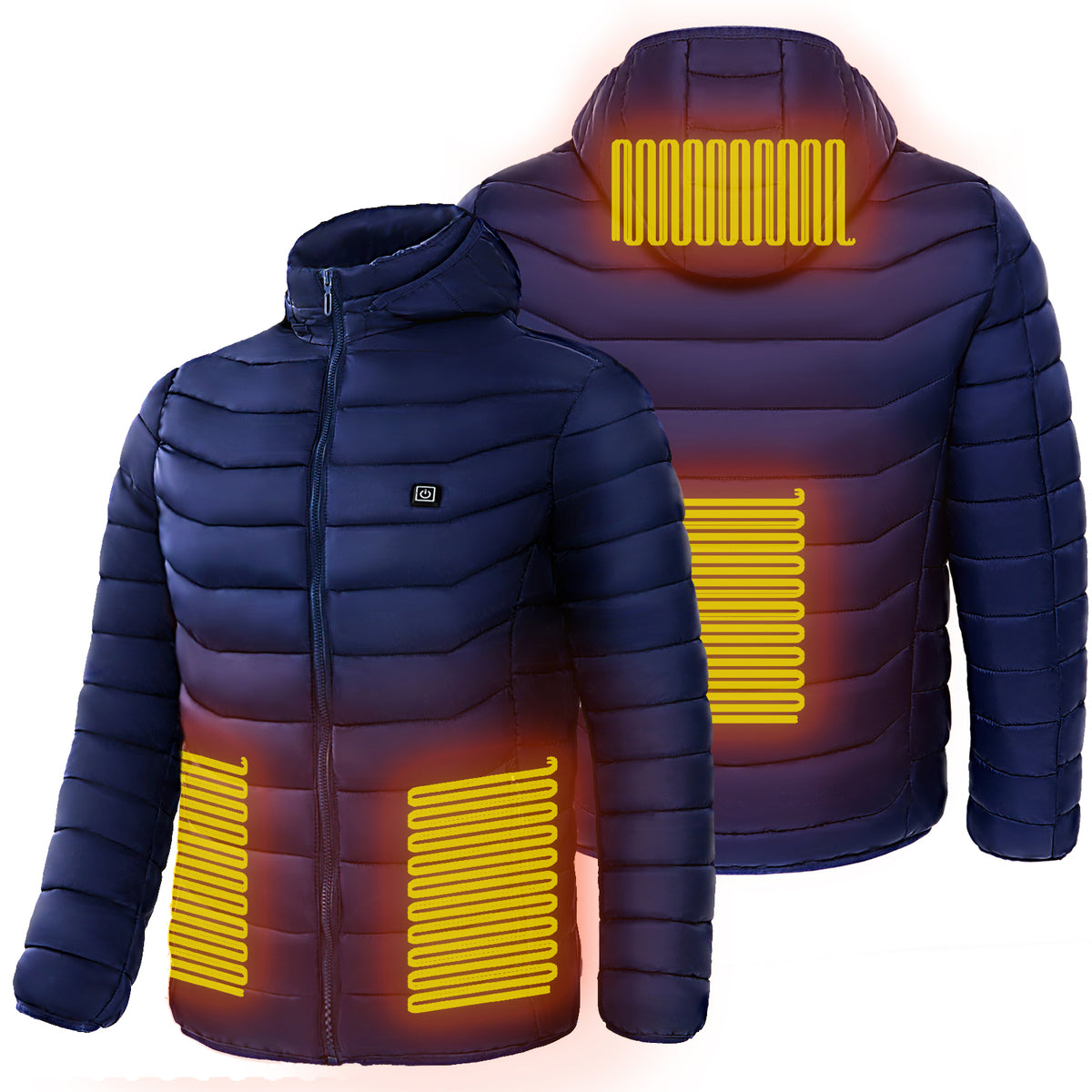 Men's Heated Puffer Jacket with Hood, USB Powered