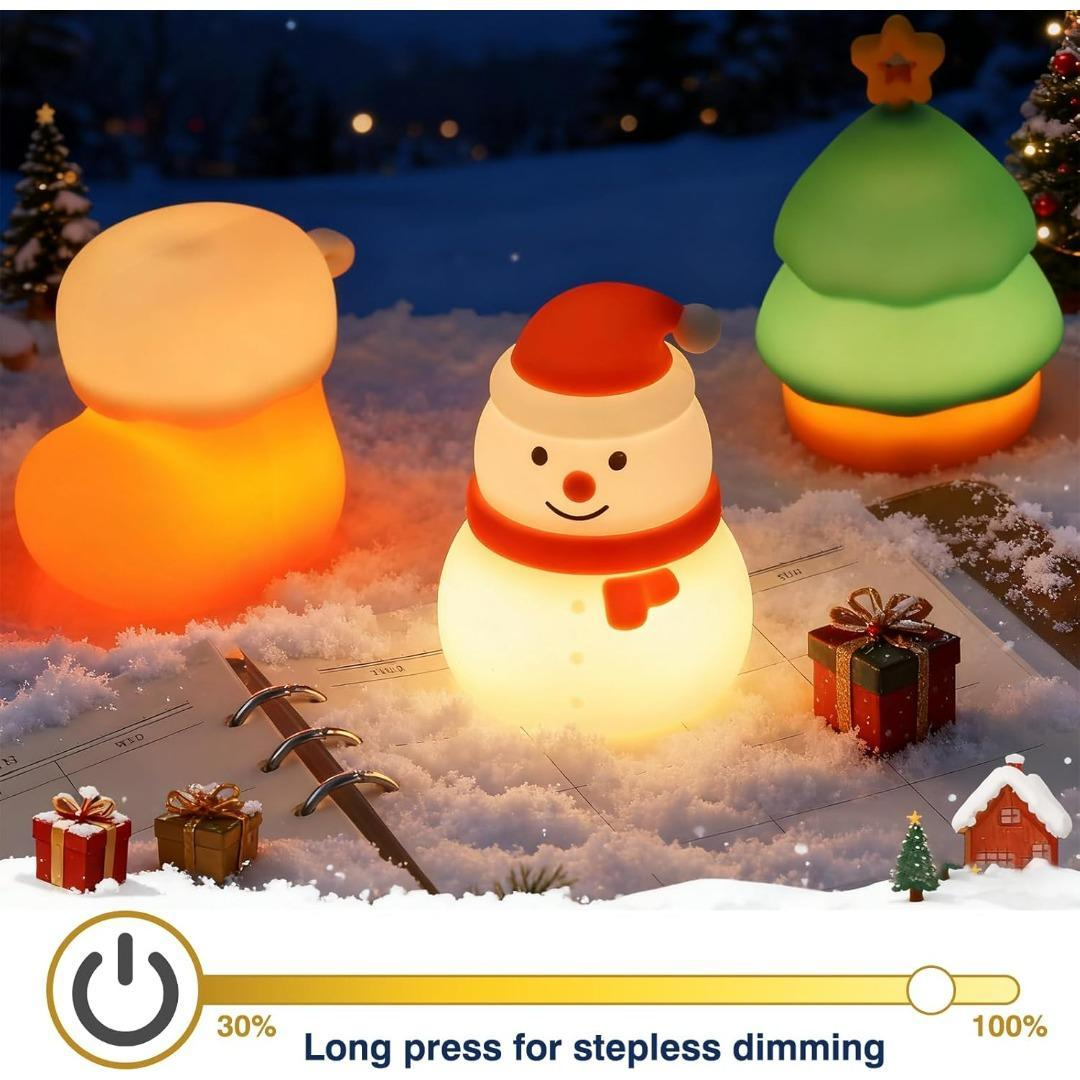 Snowman Silicone Night Light, Rechargeable and Dimmable