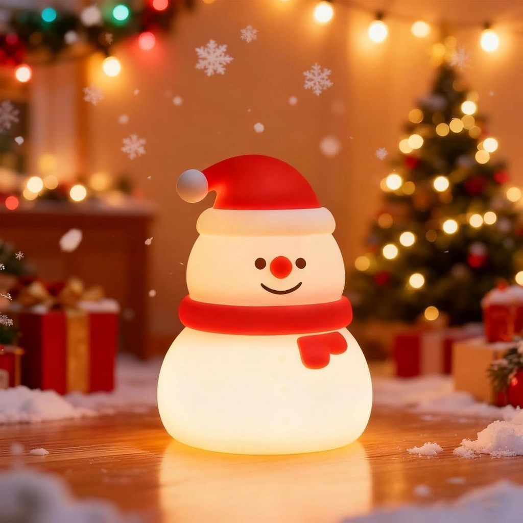 Snowman Silicone Night Light, Rechargeable and Dimmable
