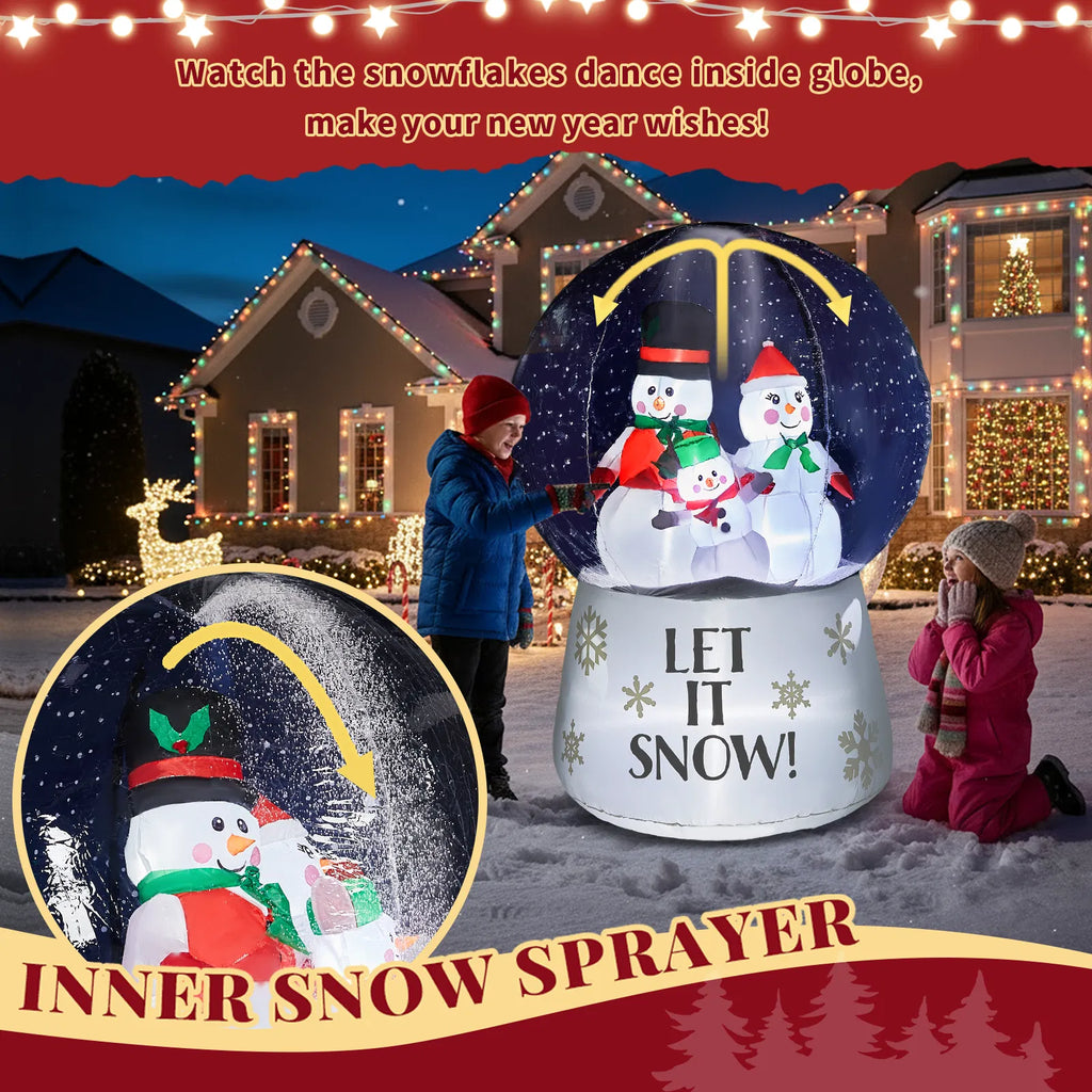 6 ft Inflatable Snow Globe with Snowman Family and LED Lights