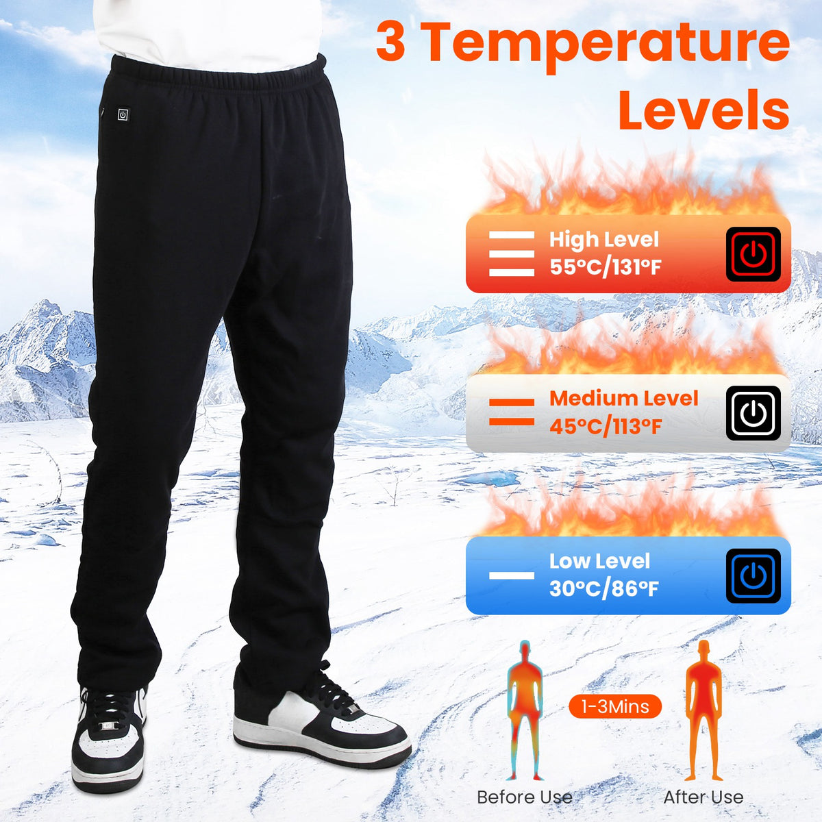 Heated Pants with 12 Heating Zones, USB Powered