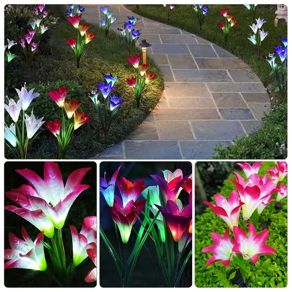 Solar Garden Lily Flower Lights, 2-Pack