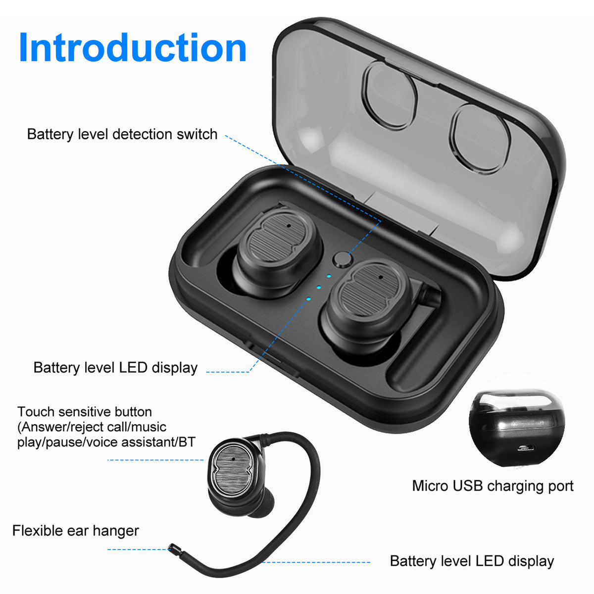 TWS 5.0 Earbuds, IPX4 Touch In-Ear