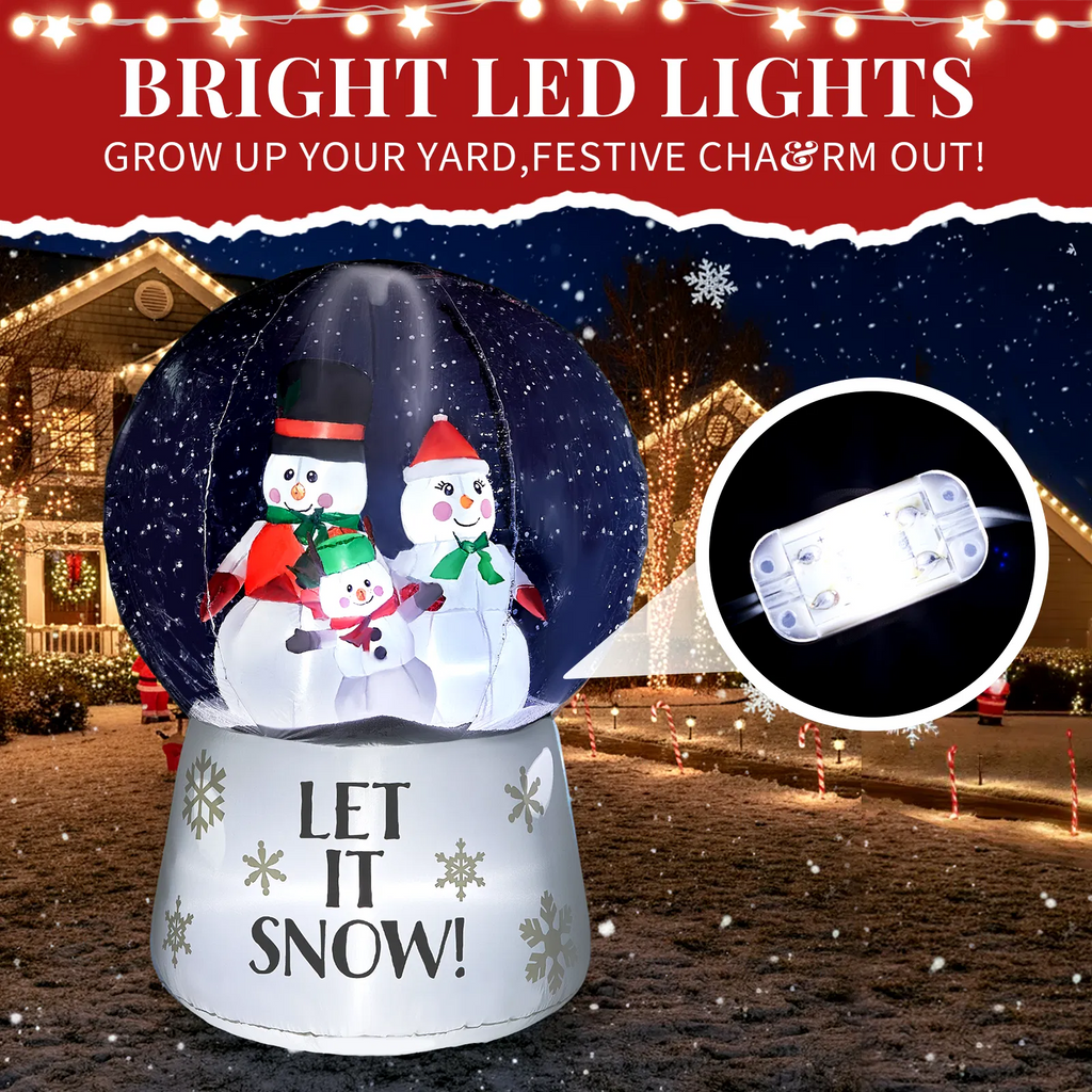 6 ft Inflatable Snow Globe with Snowman Family and LED Lights