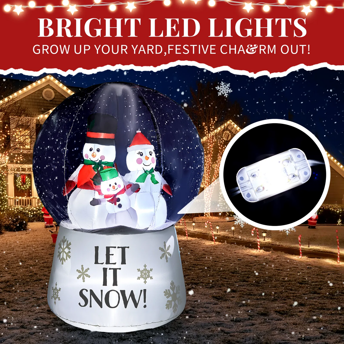 6 ft Inflatable Snow Globe with Snowman Family and LED Lights