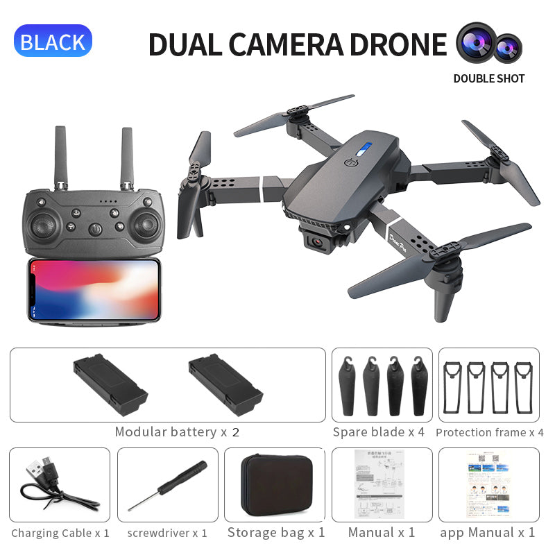Foldable Mini Drone with Dual Cameras and Two Batteries
