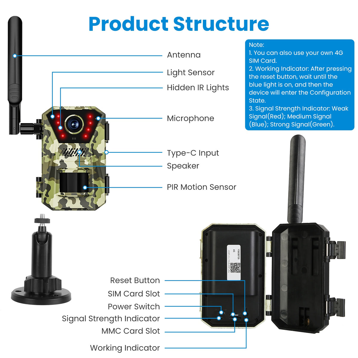 4G 4K Solar Trail Camera, Wildlife Outdoor