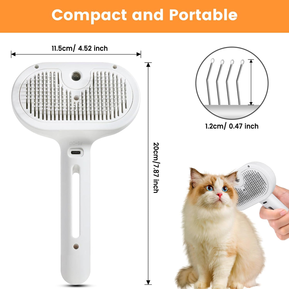 3-in-1 Pet Steam Brush with Water Spray