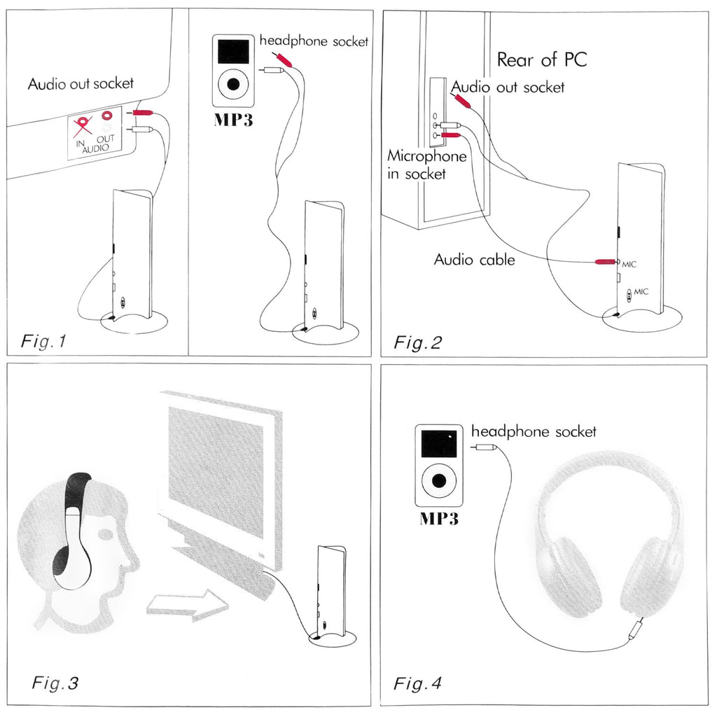 Wireless Over-Ear TV Headphones with RF Transmitter and FM Radio