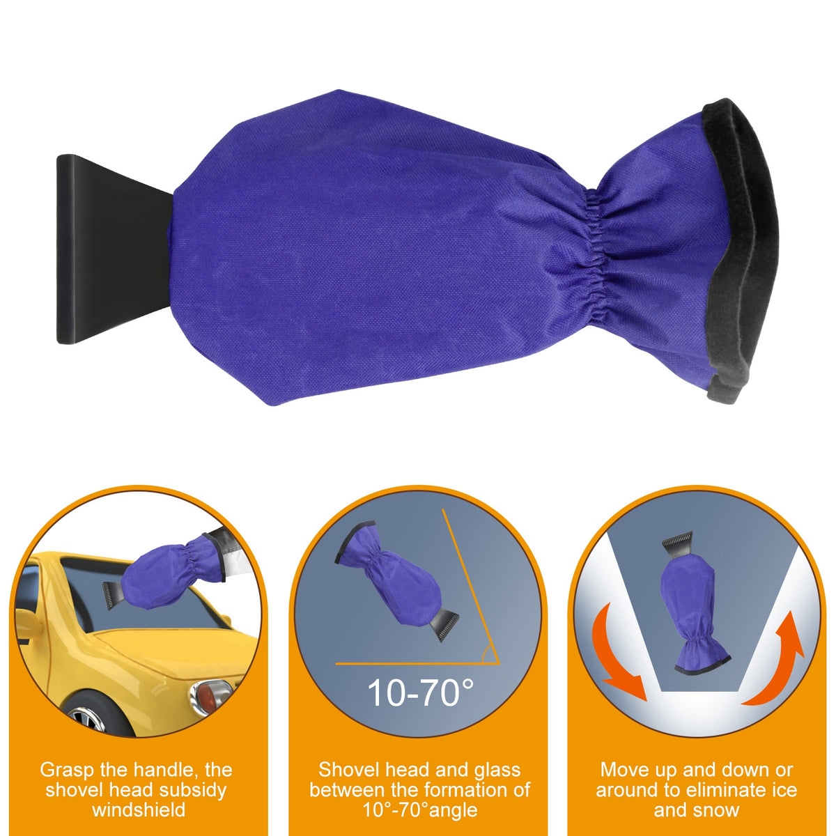 Ice Scraper Mitt with Fleece Lining