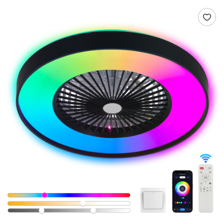 Smart RGB Ceiling Fan Light, 23in Dimmable