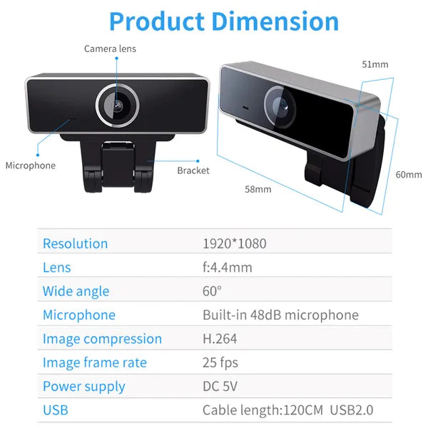 FHD 1080P USB Webcam, Auto Focus