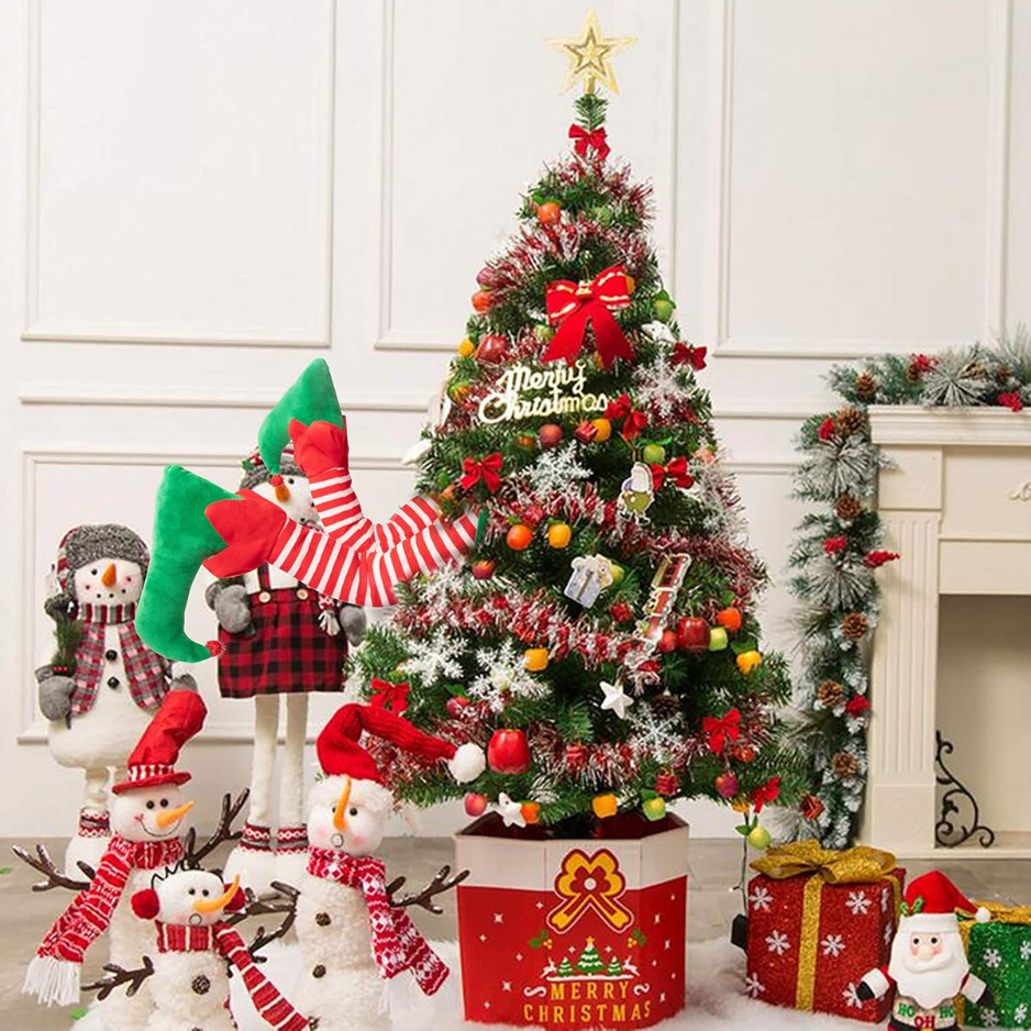 Elf Legs Christmas Tree Topper, Bendable Plush