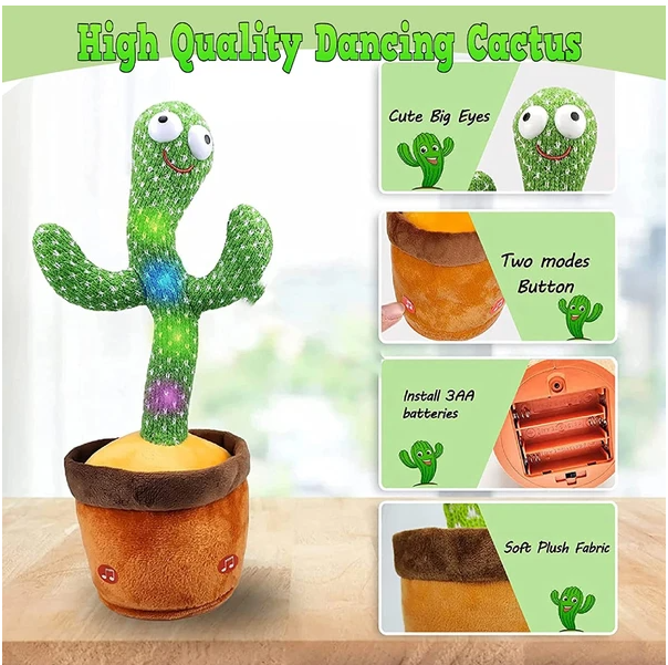 Dancing Cactus Toy That Talks Back and Sings