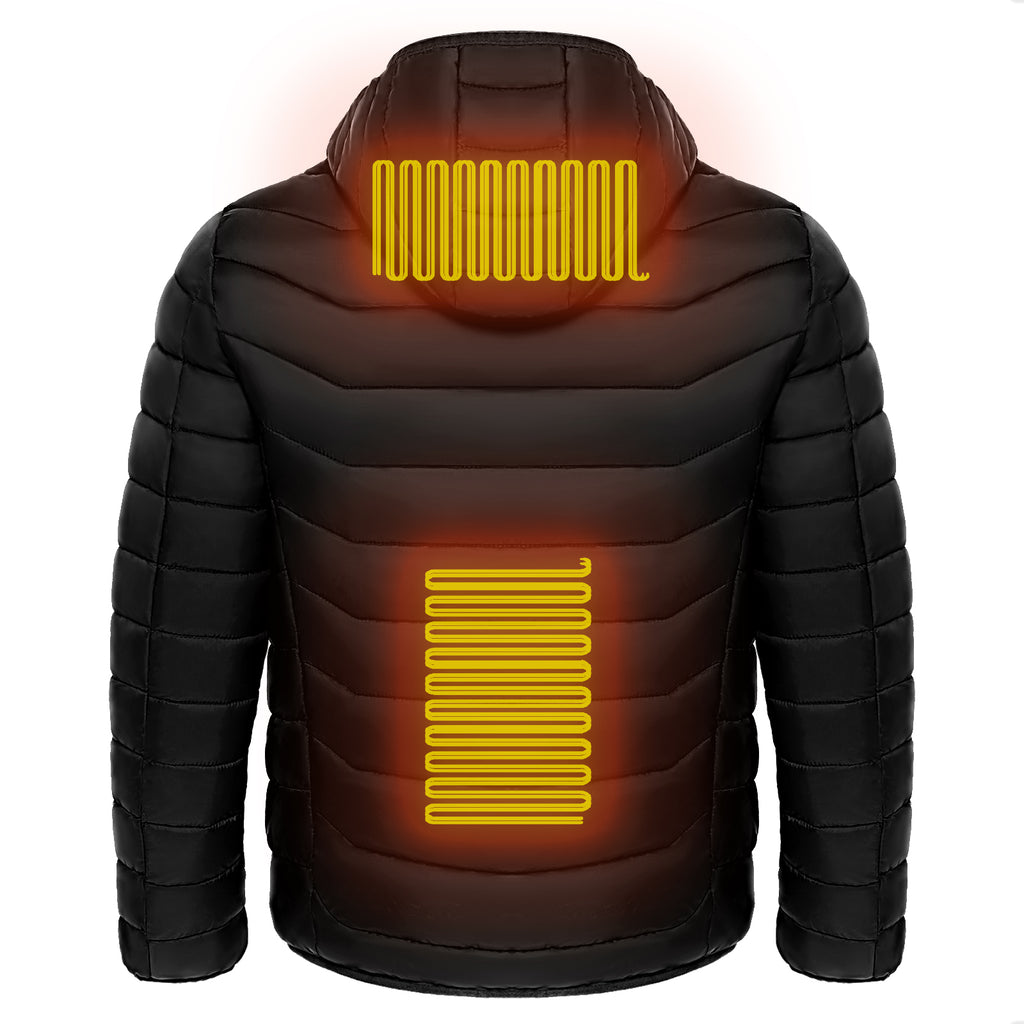 Men's Heated Puffer Jacket with Hood, USB Powered