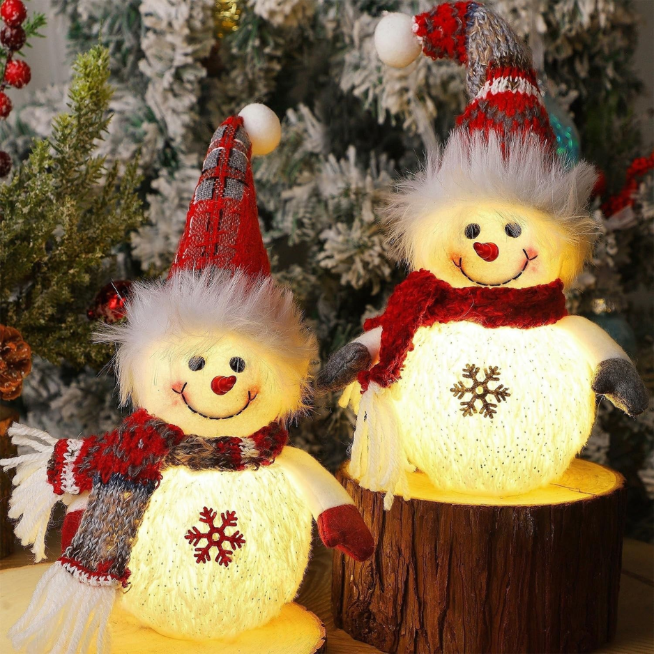Light-Up Plush Snowmen Table Decorations, 10 Inch, 2 Pack