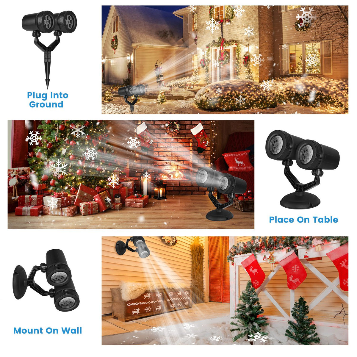 Dual-Head Snowflake Christmas Projector Light