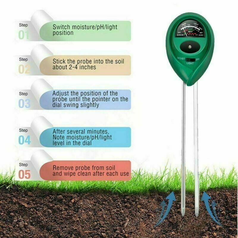 3-in-1 Soil Meter for Moisture, pH and Light