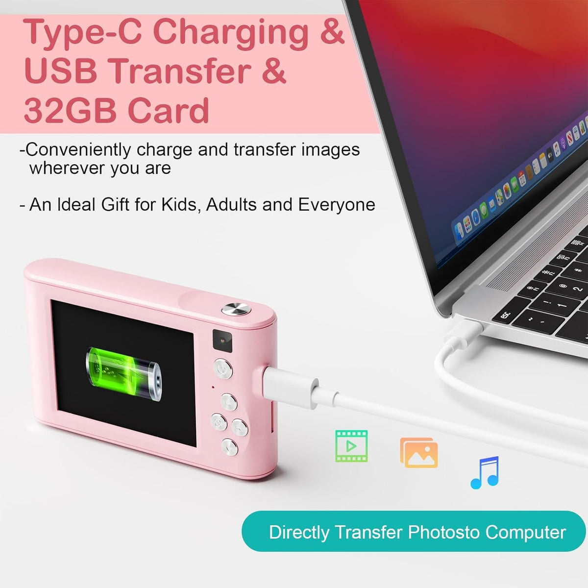 Kids Digital Camera with 32GB Card