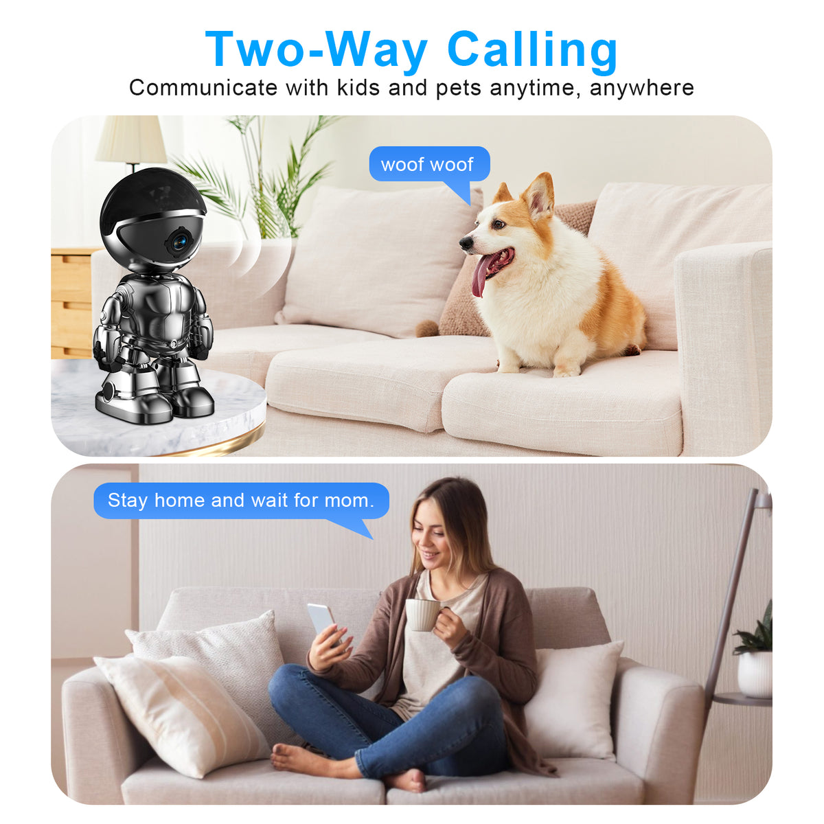 Smart Robot WiFi Camera, 3MP Auto-Tracking