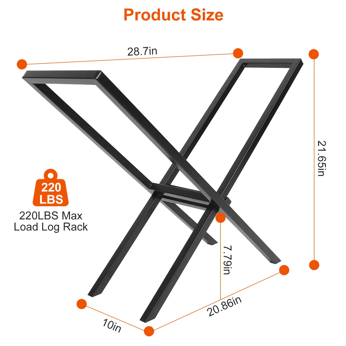 X-Frame Steel Firewood Rack, 220 lb Capacity
