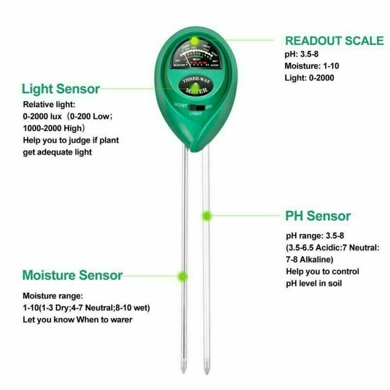 3-in-1 Soil Meter for Moisture, pH and Light