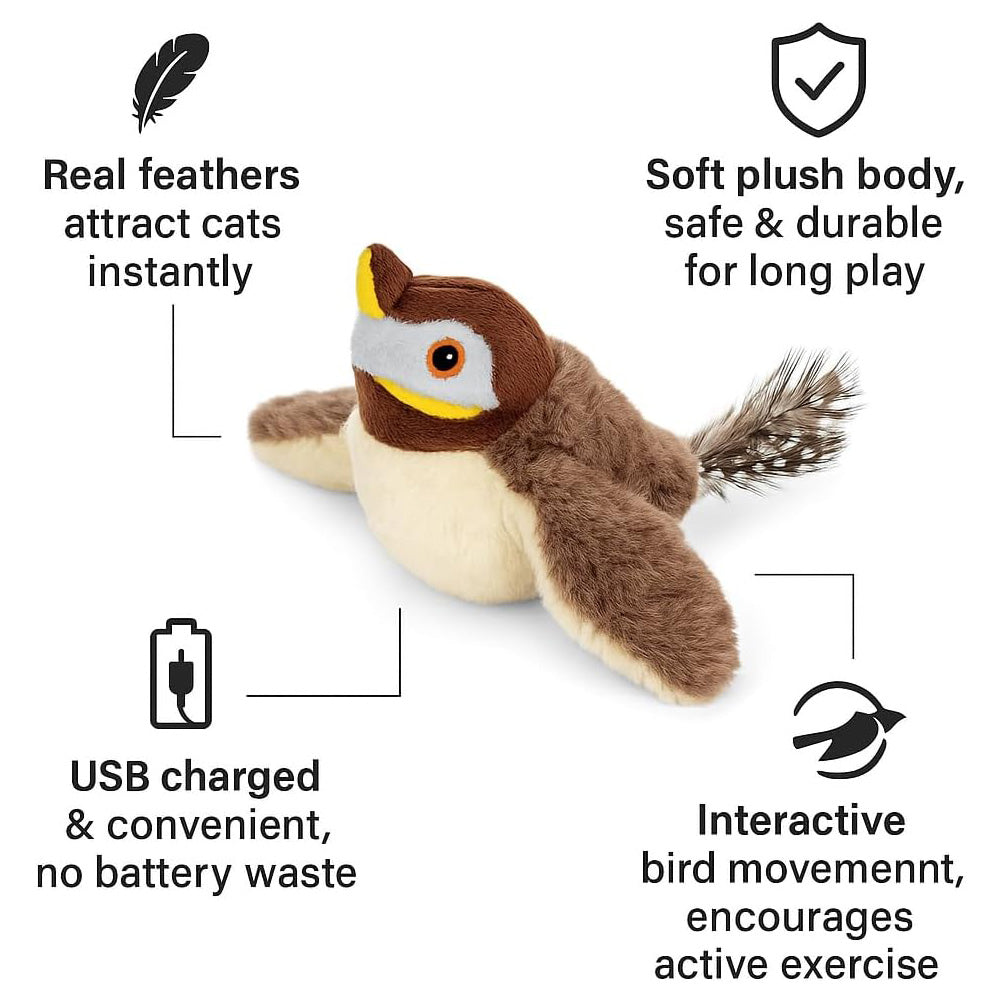 Flapping Bird Cat Toy, Rechargeable Chirping