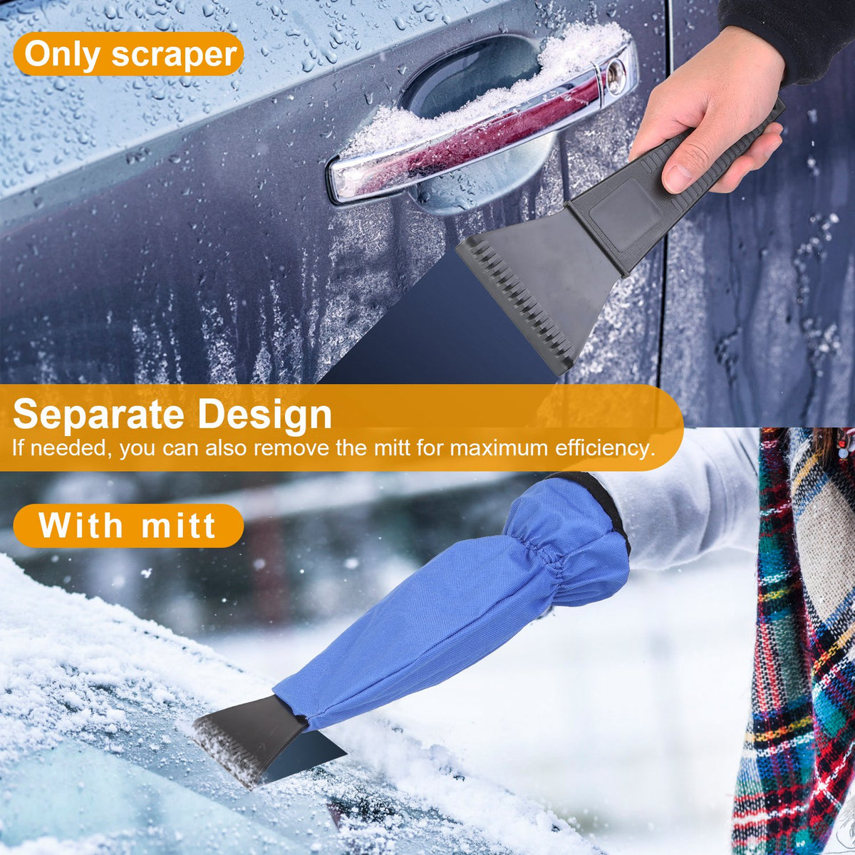 Ice Scraper Mitt with Fleece Lining