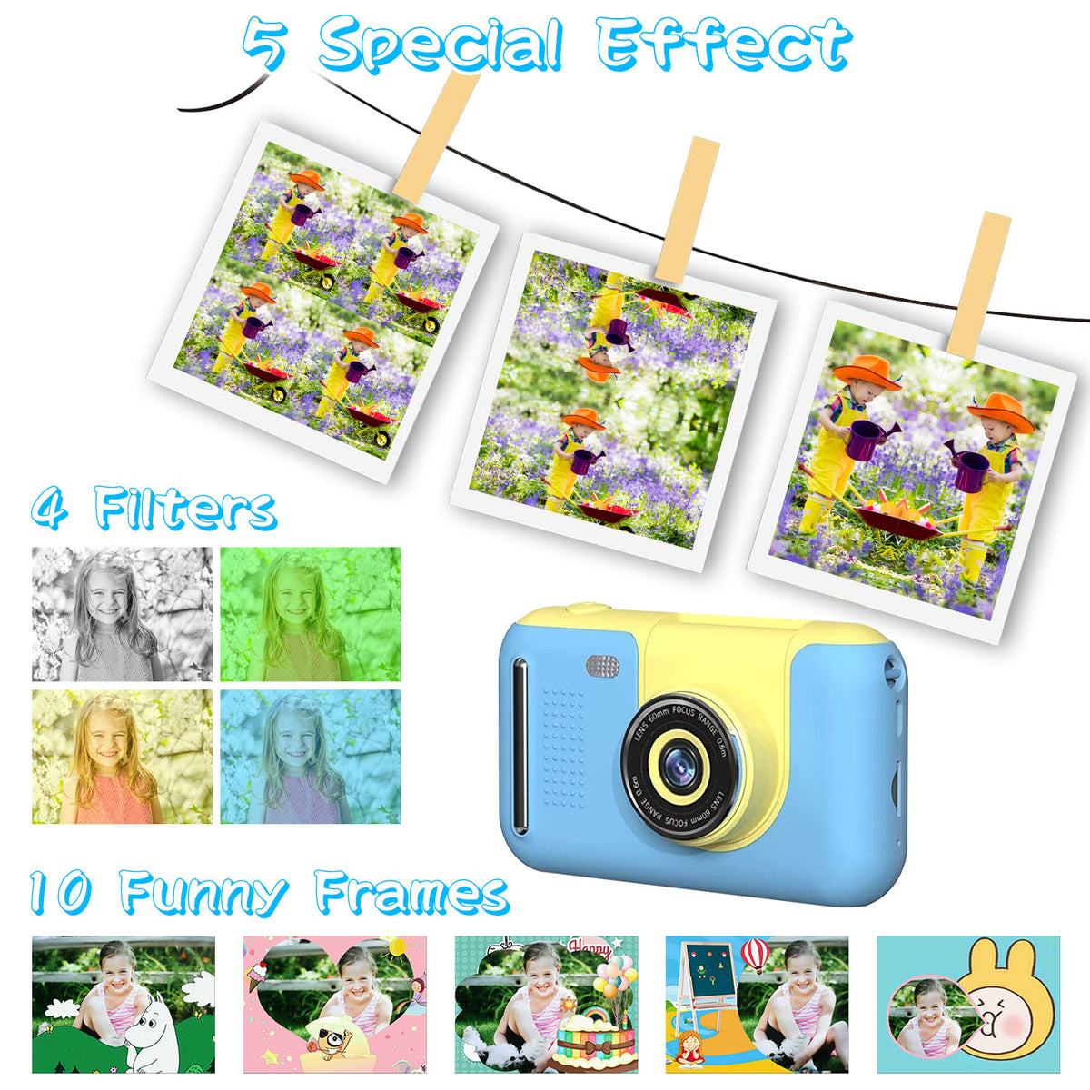 Kids Digital Camera with Flip Selfie Lens, Tripod and 32GB Card