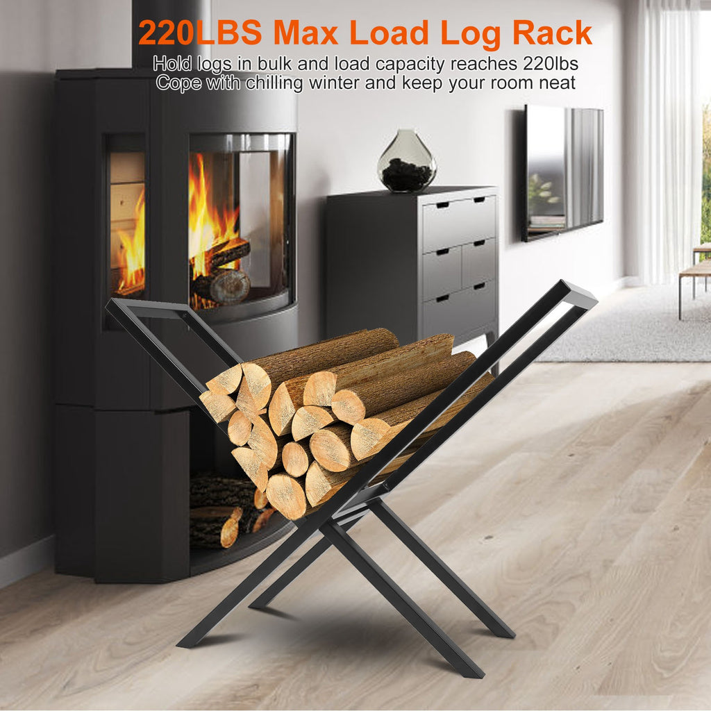 X-Frame Steel Firewood Rack, 220 lb Capacity