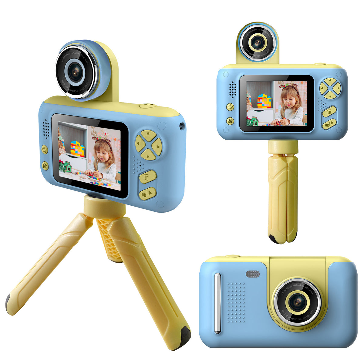 Kids Digital Camera with Flip Selfie Lens, Tripod and 32GB Card