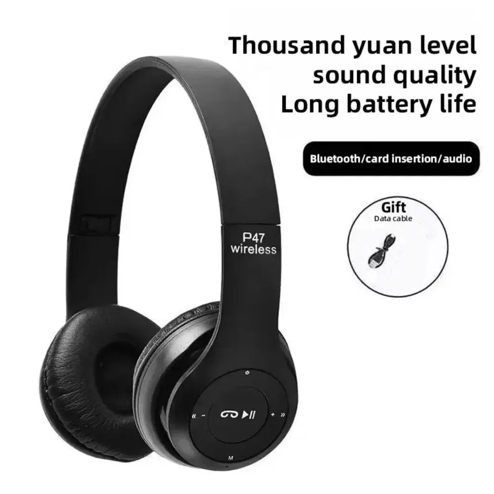 Foldable Wireless Bluetooth Headphones with FM Radio and Mic